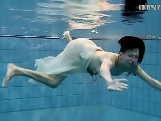 Lozhkova In See Through Dress Underwater